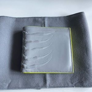 Alexander McQueen Grey & Neon Yellow Rib Cage Wallet